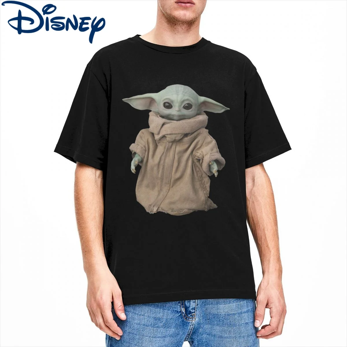 

Детская футболка Yoda со звездами джедаев Фетт для мужчин, забавная футболка из 100% хлопка с диснеевским принтом, футболка с круглым вырезом и ...
