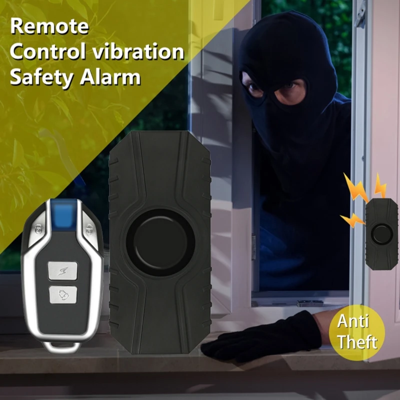 

2022 New Waterproof Bicycle Alarm Anti-theft Safety Alarm for Bike Motorcycle Door Window Adjustable Sensitivity Vibration Alarm