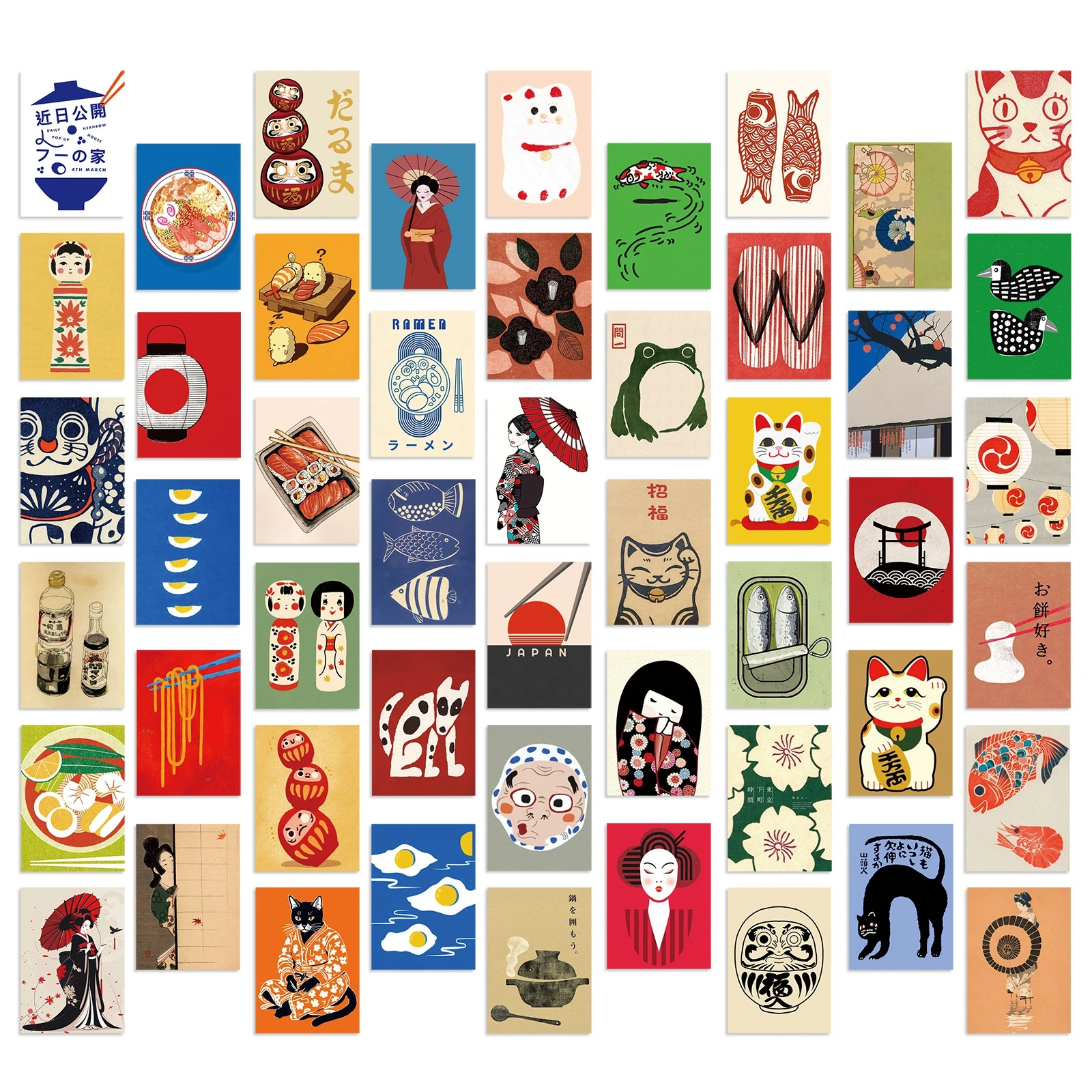 

Винтажные наклейки в японском стиле 50 шт.