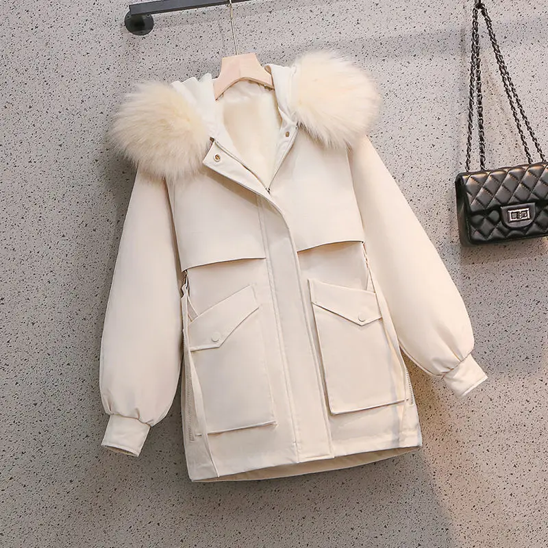 Pai Overcome 2022 Korean Autumn and Winter New Thickened Cotton Shirt Women's Loose Slim Mid Length Women's Jacket