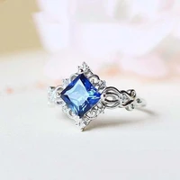 new noble and delicate woman ring princess pattern sapphire ring female jewelry