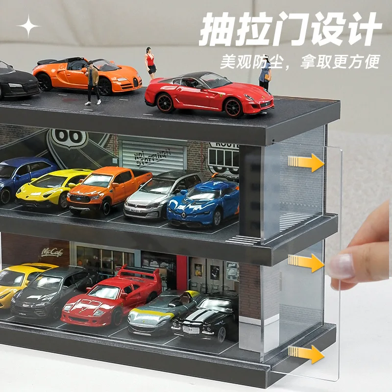 1/64 имитация миниатюрной деревянной парковочной сцены McDonald's ящик для хранения