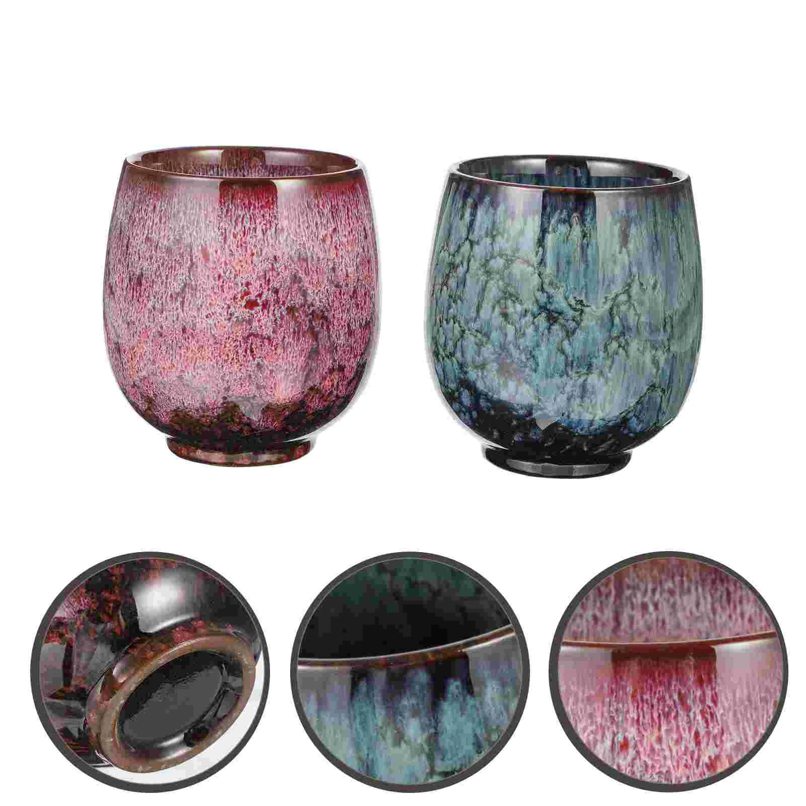 

2pcs Durable Tea Cups Ceramic Exquisite Household Tea Cups Tea Ware for Home
