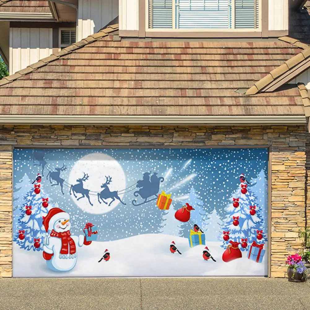 

Multifunctional Holiday Decoration Exquisite Christmas Style Tapestry Seasonal Garage Door Cover with Rich Color Party