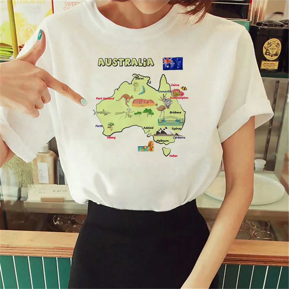 

Топ Австралийский Женский, летняя футболка, Женская забавная одежда с японским графическим рисунком