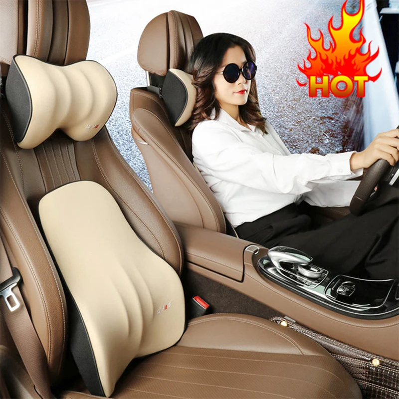 

Car Lumbar Support Headrest Neck Pillow Support Universal Soft Neck Pillows Cushion Car Memory Foam Lumbar Pillow Back Support