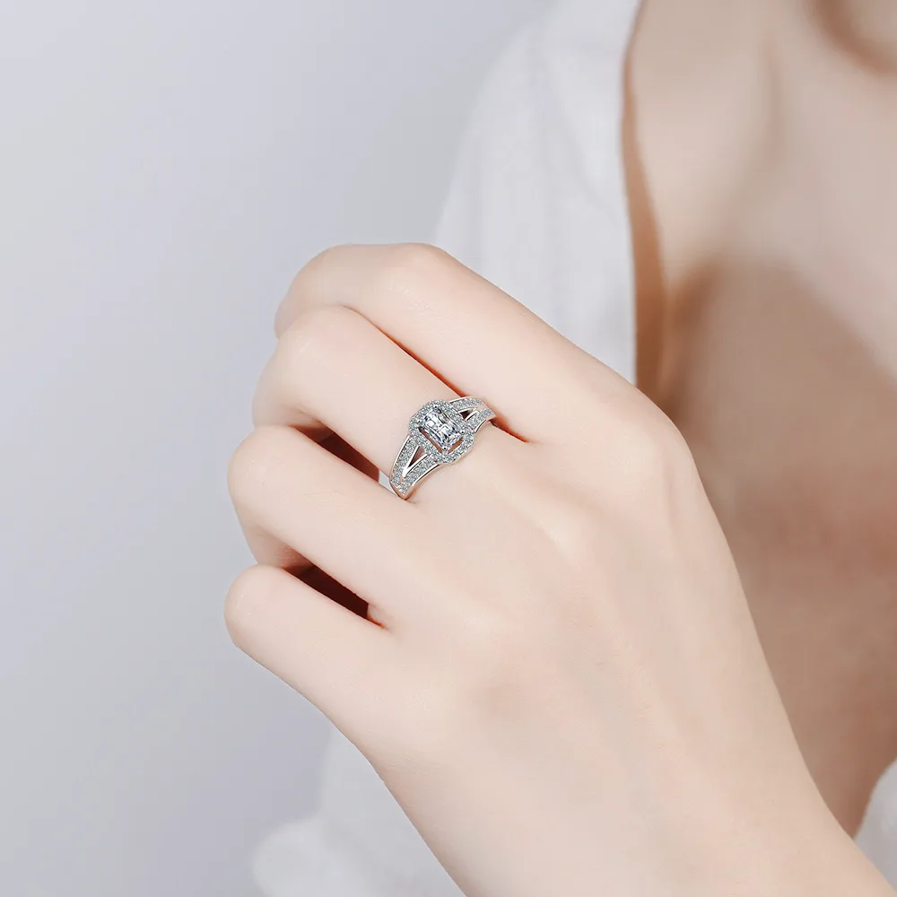

Solid S925 Sterling Silver Origin Diamond Ring Gemstone for Women Wedding Bands Anillos De Natural Diamond Jewelry Rings Box