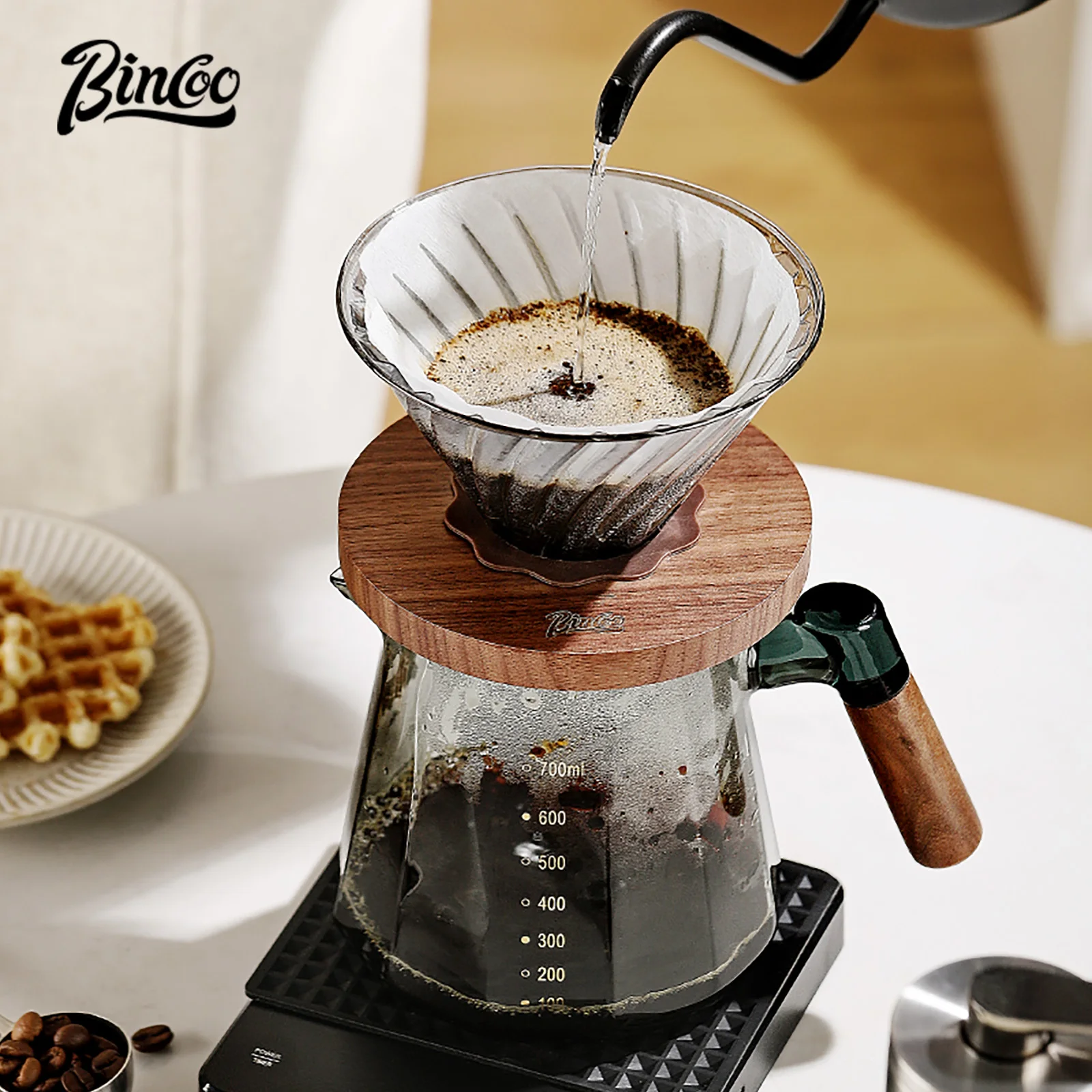 Набор кофеварки Bincoo Pour Over, 800 мл, стеклянный графин для кофе со стеклянным фильтром для кофе, набор капельных кофеварки для дома или офиса (art.: 3920ccff89d4d) - 3920ccff89d4d