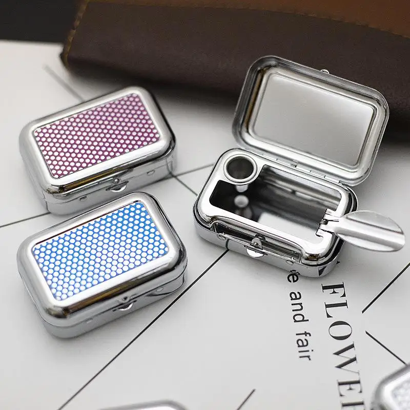 

Car Accessories Ashtray With Lockable Lid Portable Metal Desktop Ash Case Outdoor Pocket Ashtray