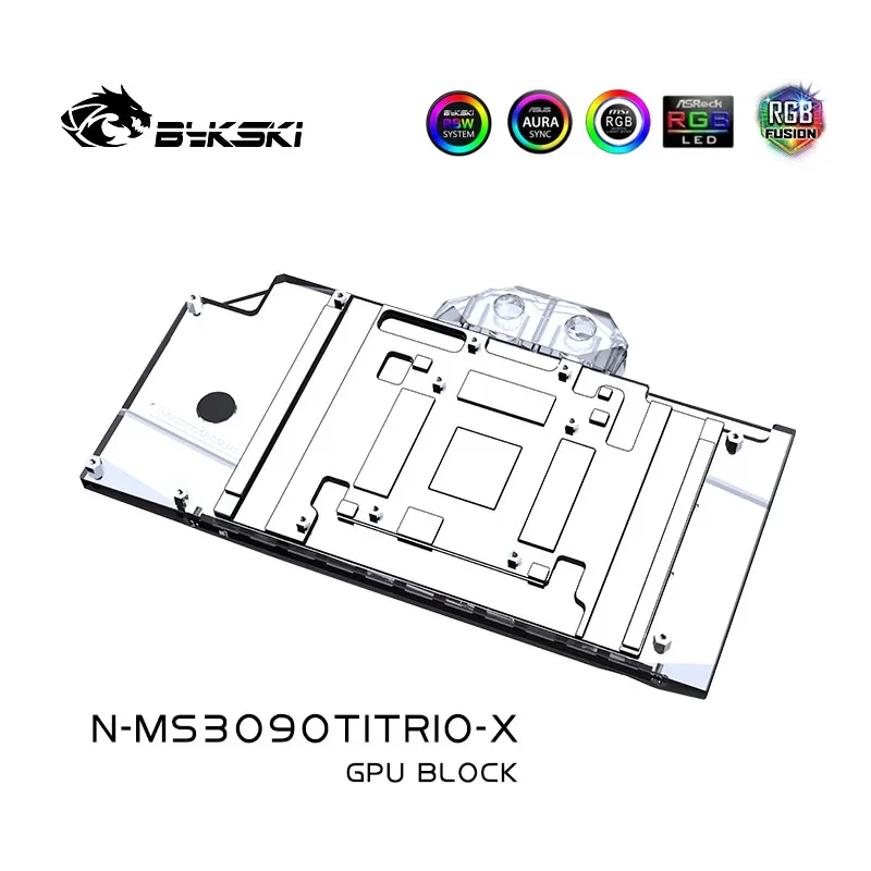 Фото Водоблок Bykski для видеокарт MSI RTX 3090TI GAMING X TRIO/SUPRIM X 24G / Медь/акрил / Радиатор N-MS3090TITRIO-X №3