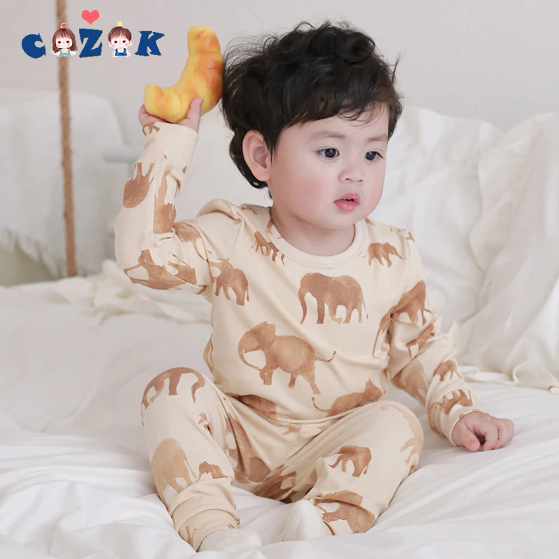 

Baby Boys/Girls Clothes Suit Four Seasons Long Sleeved Home Clothes Toddler Infant Cotton Animal Printed Pajama 2-Piece Set