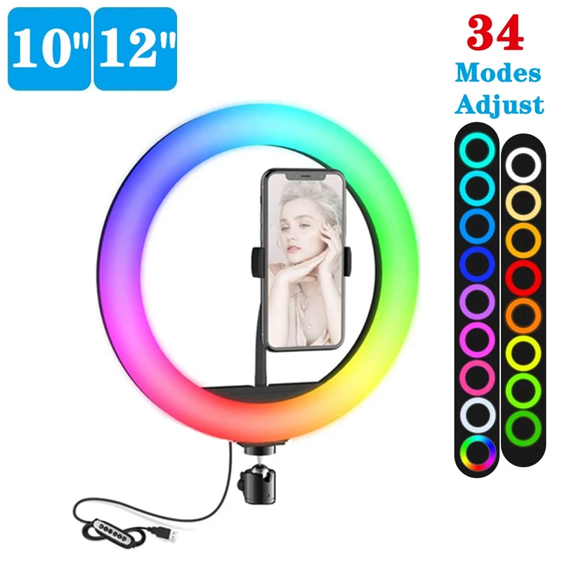 

Кольцевой светодиодный светильник для селфи, кругласветильник лампа длиной 33 см, с держателем для телефона, подходит для живых и видеосъемк...