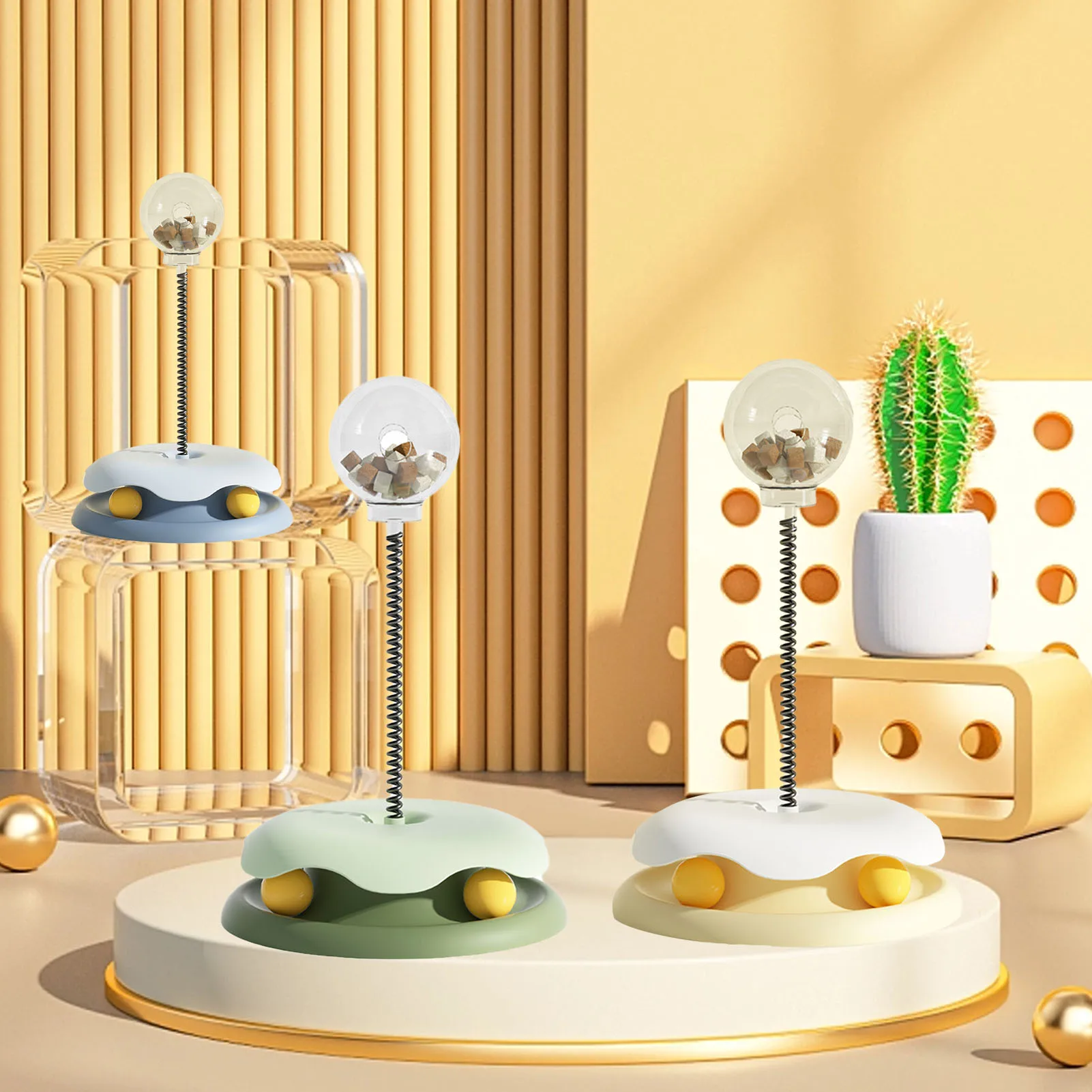

Cat Leaking Food Ball Cat Food Dispenser Toy Food Bin With Spring Pet Interactive Feeder Toy Pet Supplies