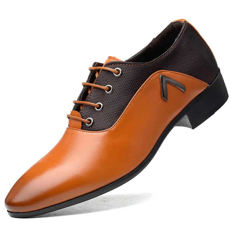 

Men's Shoes Business Formal Leather Shoes Pointed Toe Lace Strap Casual Korean Edition Large Size British Leather Shoes Men