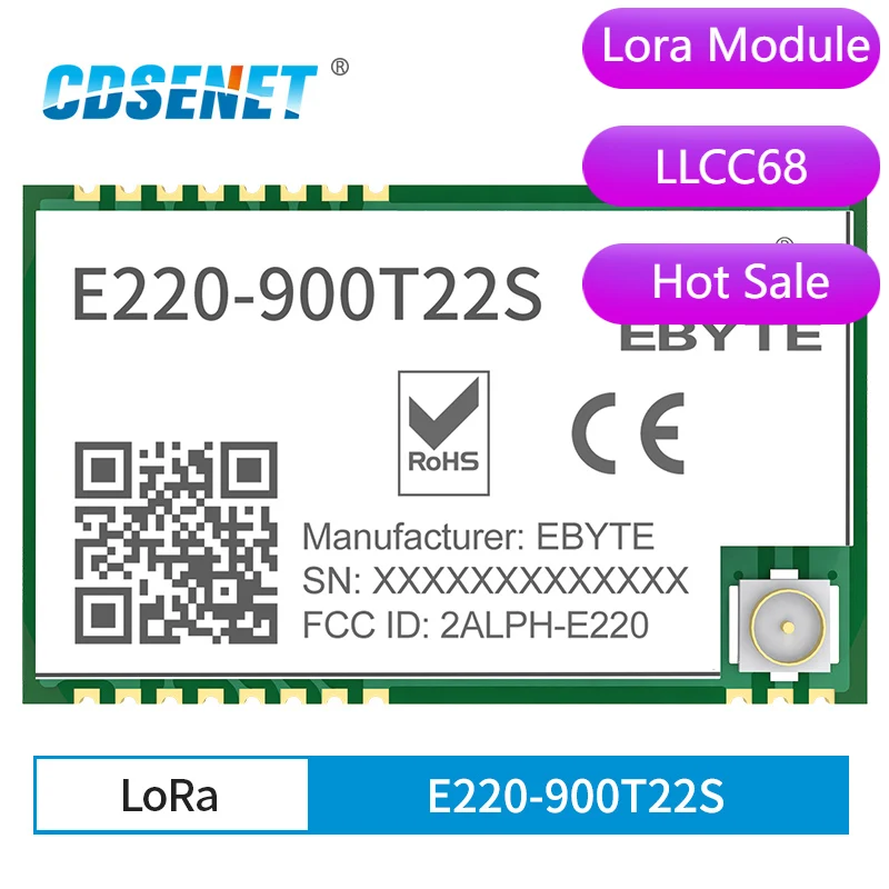 10pcs/lot LLCC68 LoRa 868MHz Module 915MHz 22dBm Long Range IPEX/Stamp Hole UART Wireless Transmitter Receiver E220-900T22S