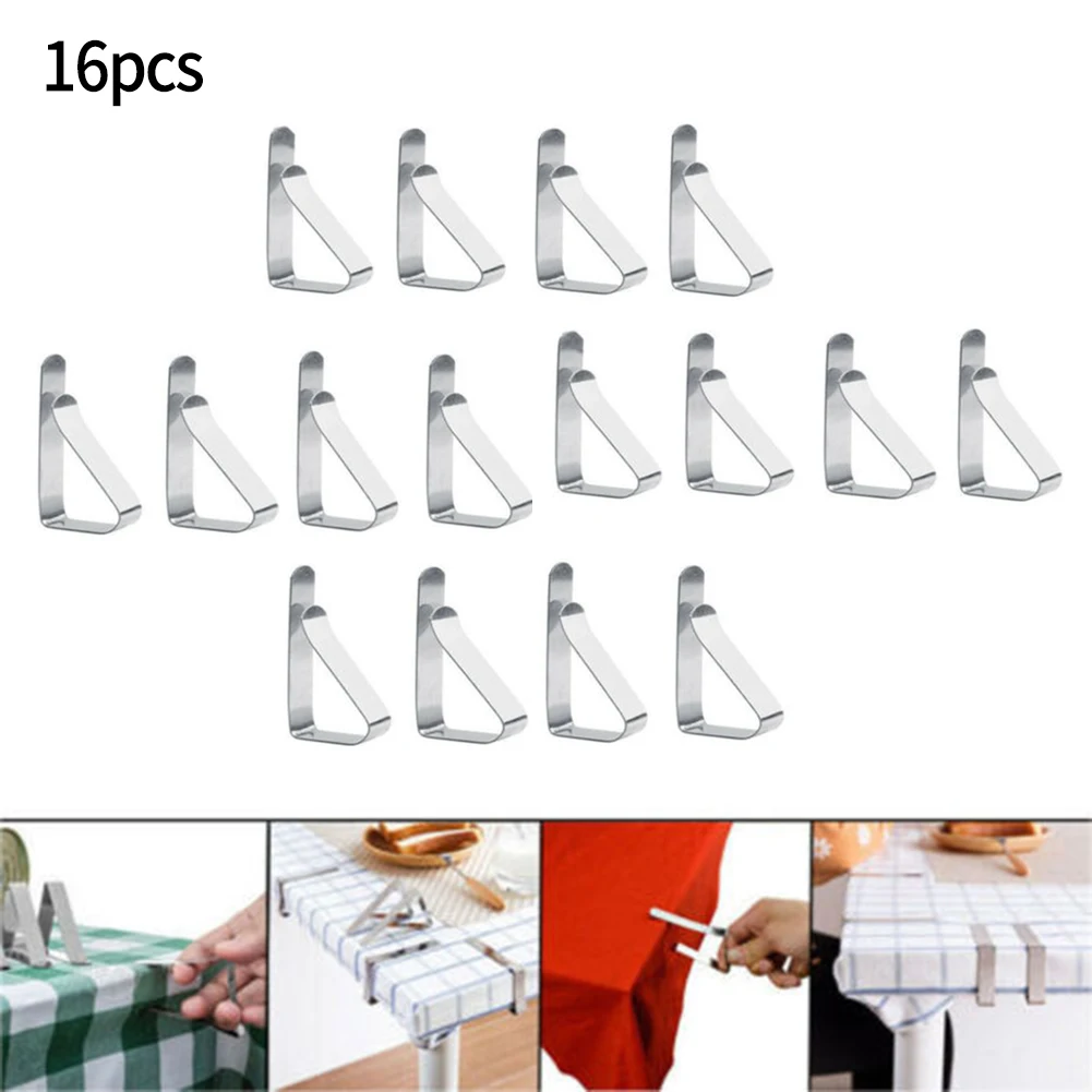 

16PCS Stainless Steel Anti-Slip Tablecloth Clamps Table Cloth Cover Clips Quality Metal Pegs Clamps For Picnic Prom Wedding
