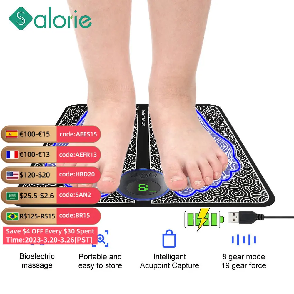 

Electric EMS Foot Massager Pad Foot Massage Mat Feet Muscle Stimulator Improve Blood Circulation Relieve Ache Pain Health Care