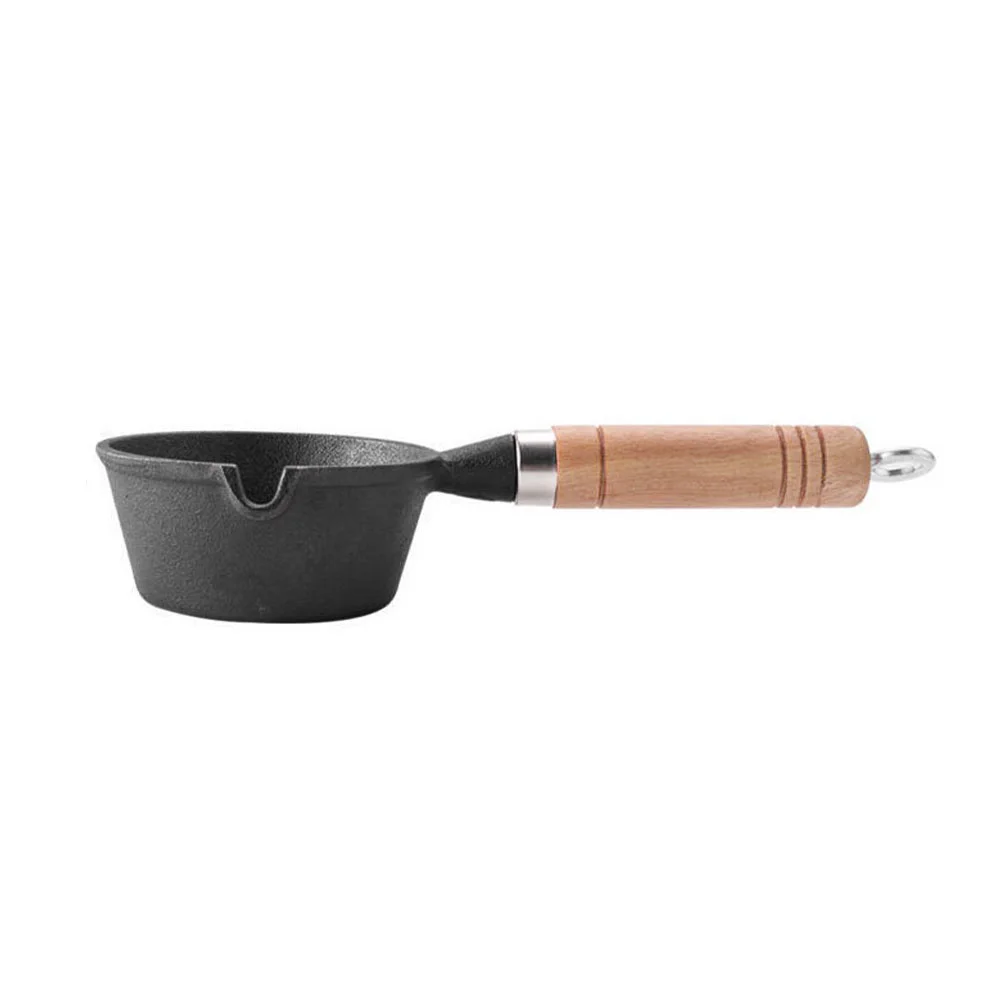 

Pot Pan Iron Cast Heating Melting Butter Frying Omelettemilk Oil Kitchen Cookwarenonstick Mini Saucehandle Wooden Omelet