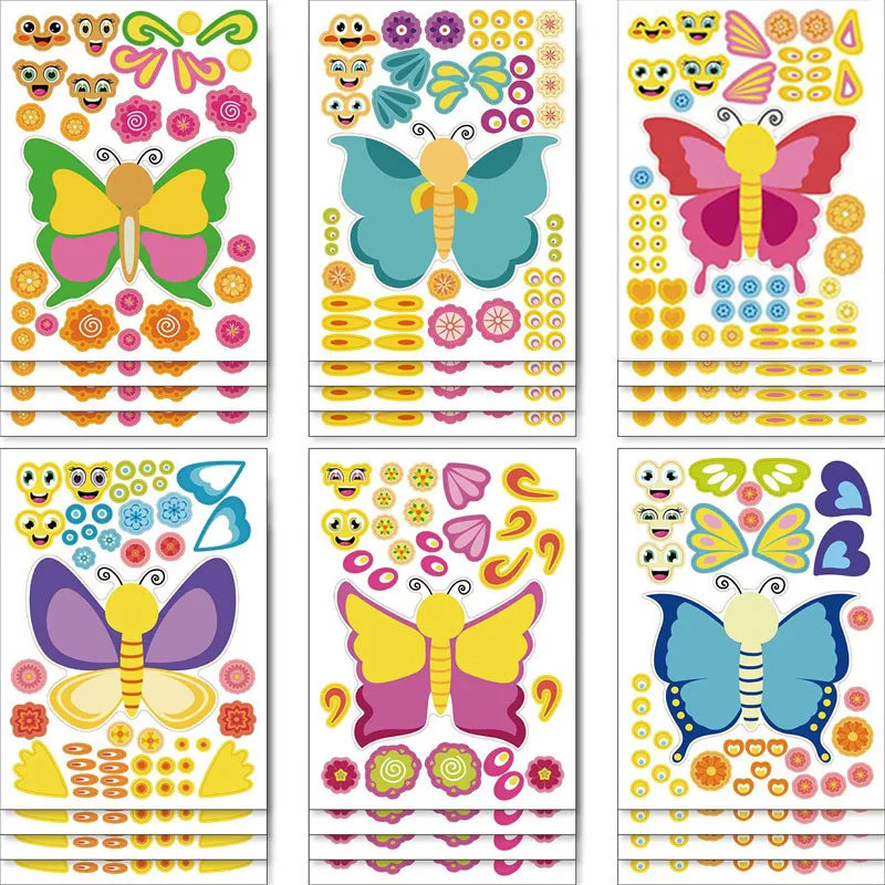 Мультяшные бабочки наклейки для детей сделай сам сборка пазл искусственная