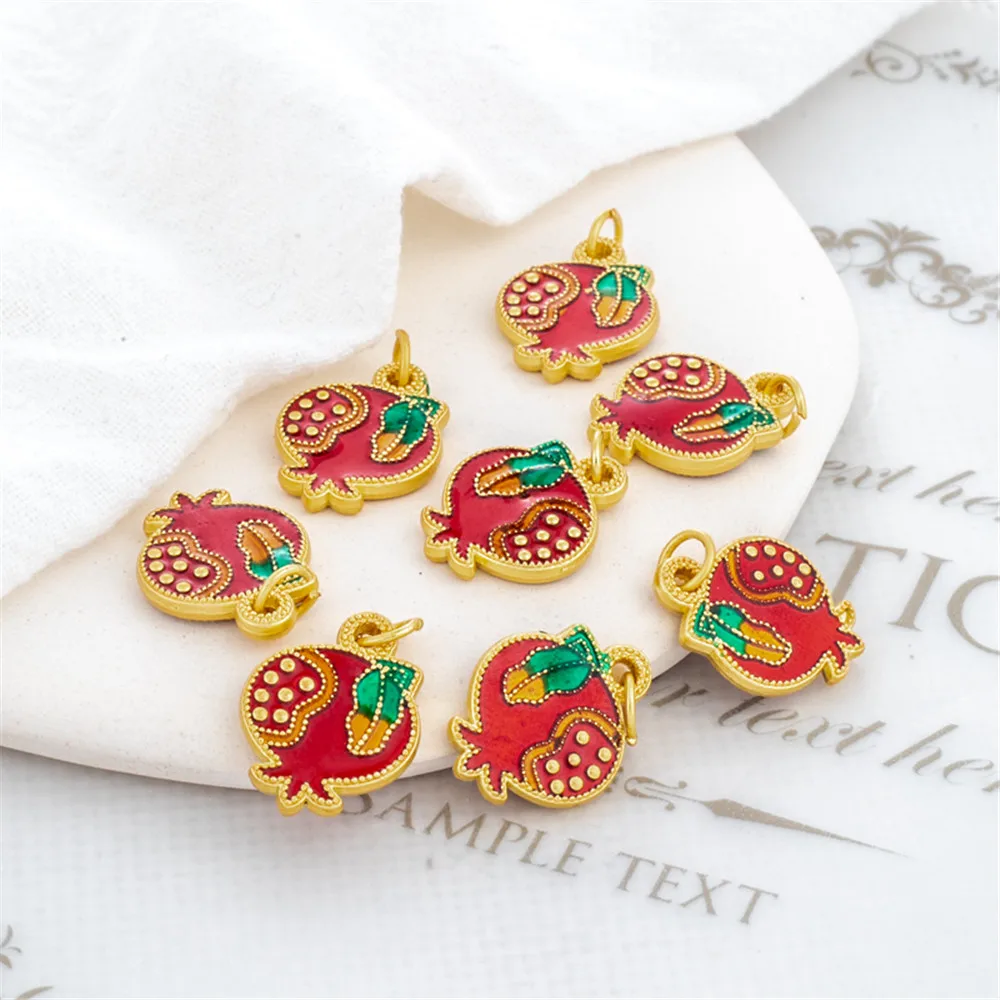 

18k gold coated dumb gold drop pomegranate pendant 13 * 17mm pendant diy bracelet necklace pendant earrings