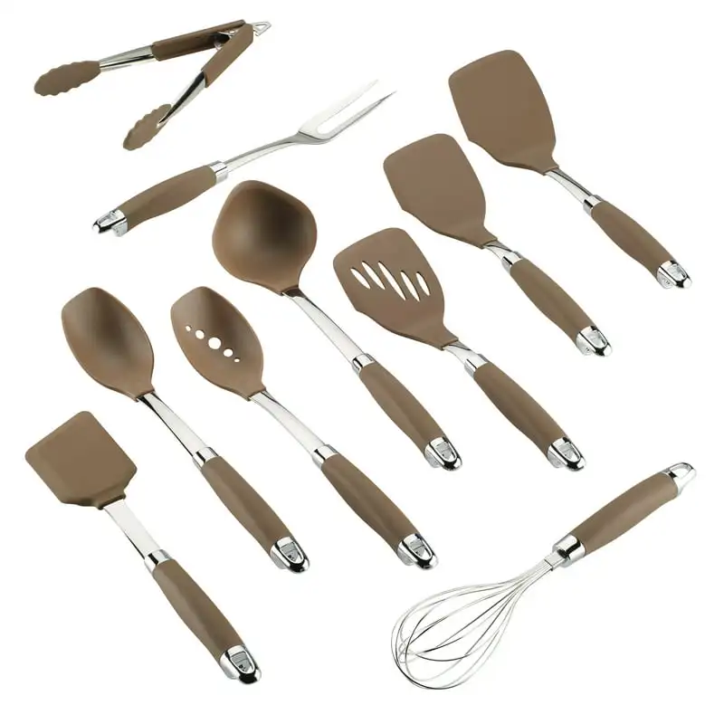 

and Gadgets SureGrip Nonstick Kitchen Utensil Set, 10 Piece, Nylon, Bronze
