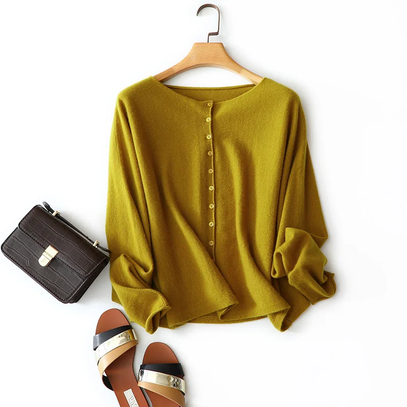 100 кашемировый Свободный Тонкий полосатый Однотонный женский вязаный кардиган