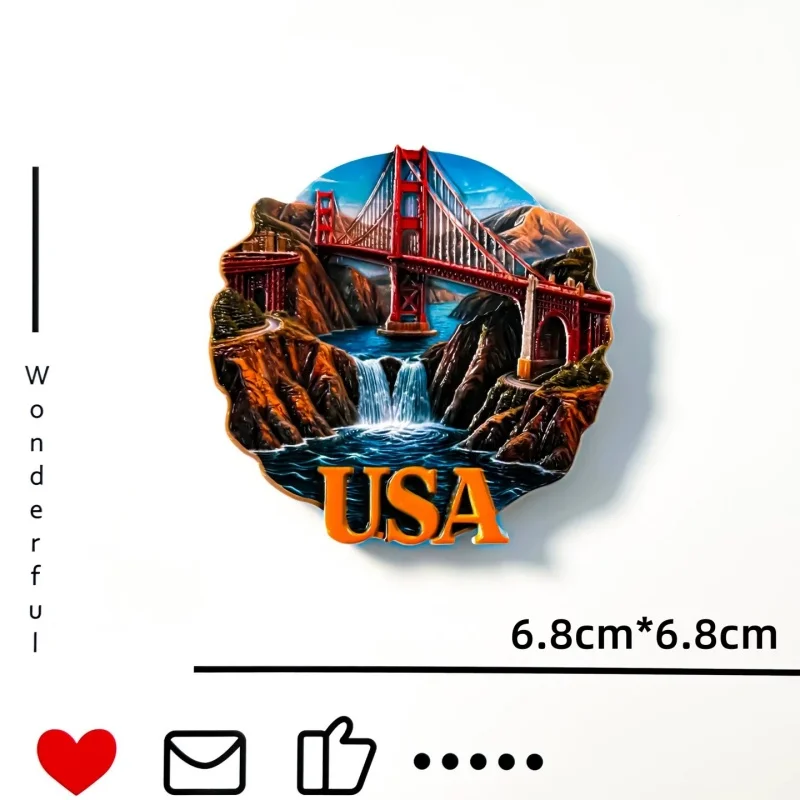 Фото Магнит на холодильник из 3D-смолы (США): Route 66, Нью-Йорк, Аляска, Техас, Чикаго. Сувенир, наклейка на холодильник, декор для дома, подарок. №4