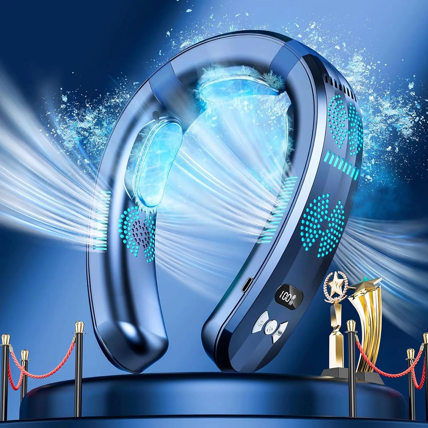 

Neck Air Conditioner Portable, 5 Turbo 3 Cooling Plates Portable Neck Fan, 3D Airflow Cooling Neck Fan 6000 mAh Neck Air Conditi
