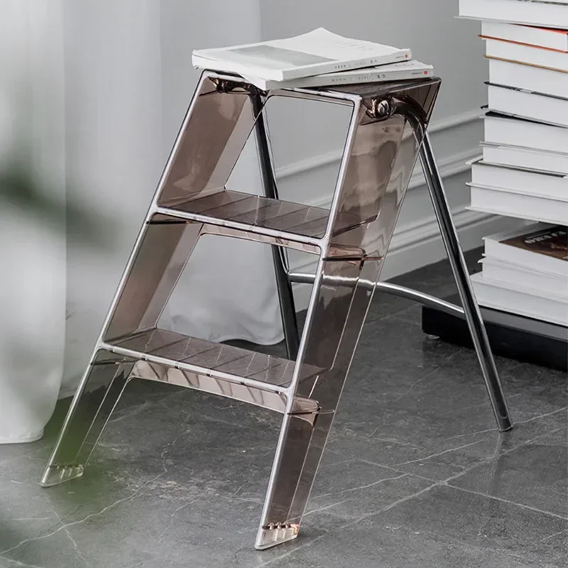 

Прозрачный акриловый стул, Ступенчатая лестница, нескользящая педаль, Скандинавская искусственная Роскошная лестница, складные высокие стулья для кухни