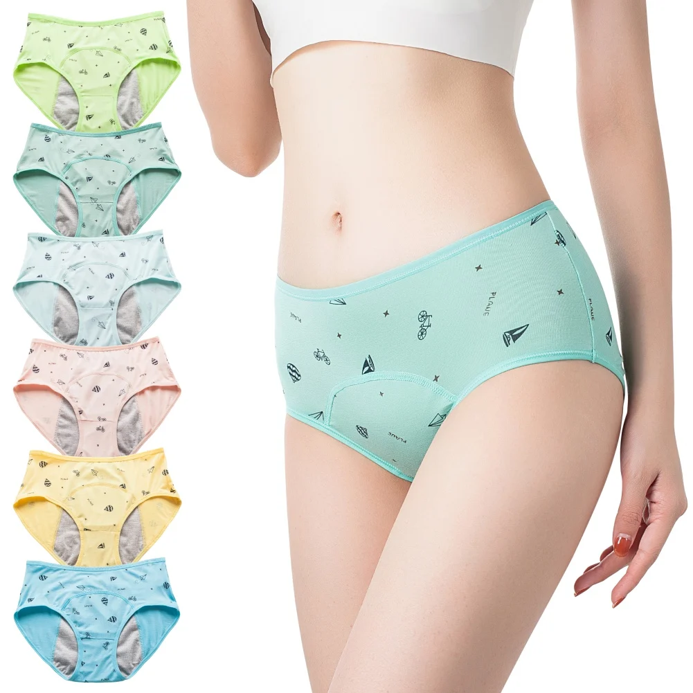 

Teenager Girls' Sweet Menstrual Briefs 3 Layers Widen Side Leak-proof Underpants Students Girly Soft Comfortable Physiological P