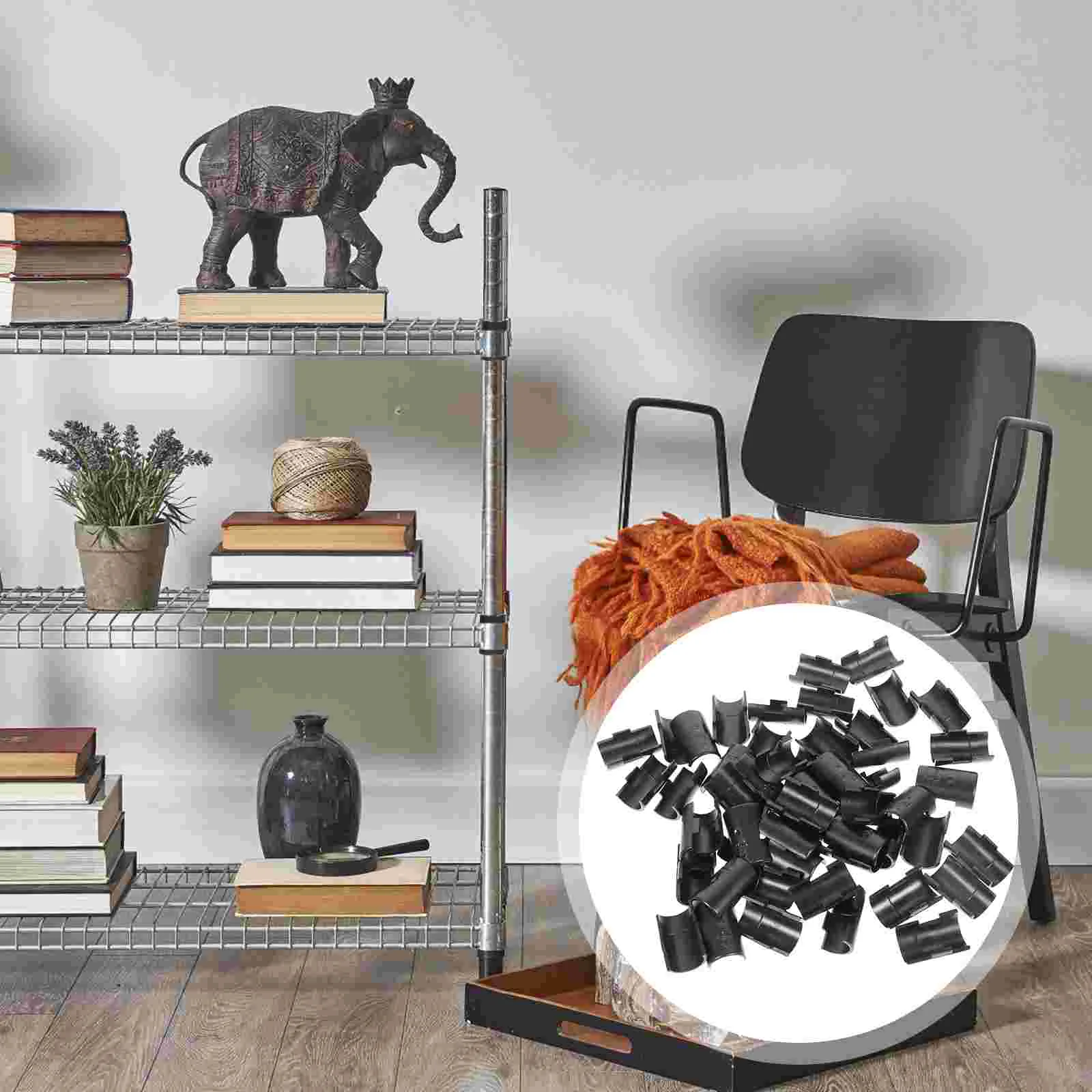 

25 Pairs Wire Shelf Clips Shelving Sleeves Shelf Plastic Lock Clips for Fixing