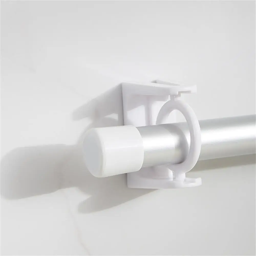 

2 Pcs Punch-free Adjustable Curtain Rod Holder Clamp Hooks Self Adhesive Clothes Bracket 360 Rotation Triangle Hooks Organizer