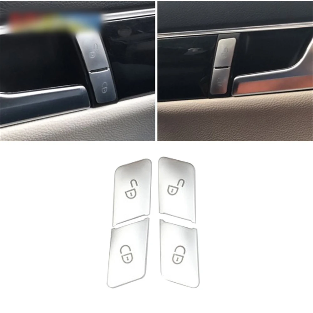 

4PCS For Benz C E Class W204 W212 Door Lock Unlock Buttons Sequins Cover Door Seat Memory Switch Lock Button Decoration Sticker