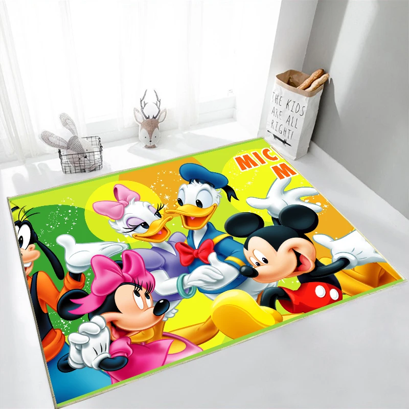 

Disney Mickey Minnie Mouse Bedroom Bedside Carpets Baby Playmat Non-slip Bathroom Rug Floor Carpet Kitchen Rug Home Decor