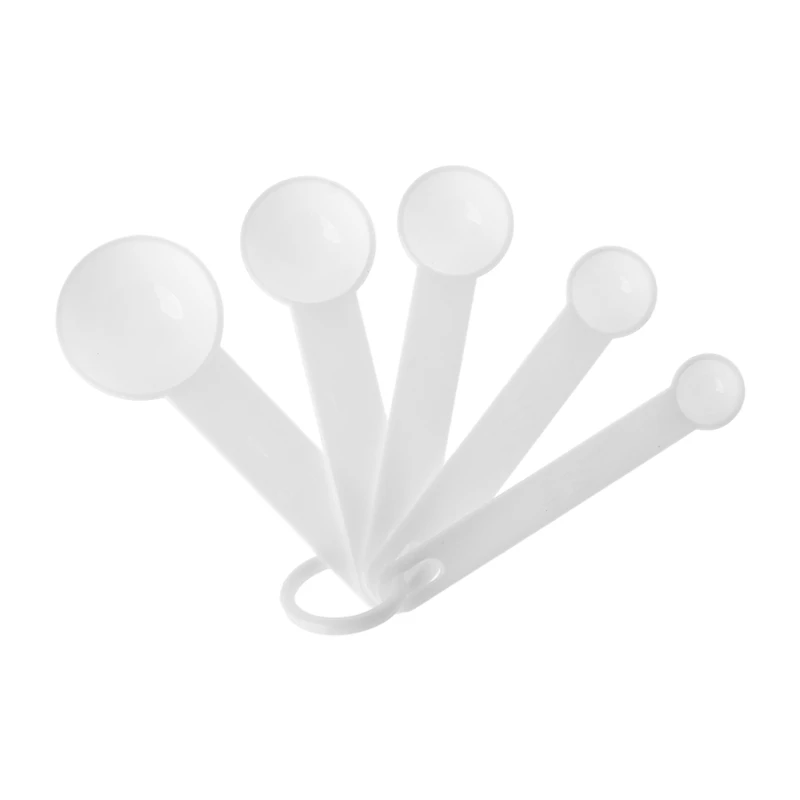 

5Pcs/set Measuring Spoon White Plastic Teaspoon Tablespoon Utensil Kitchen Tool
