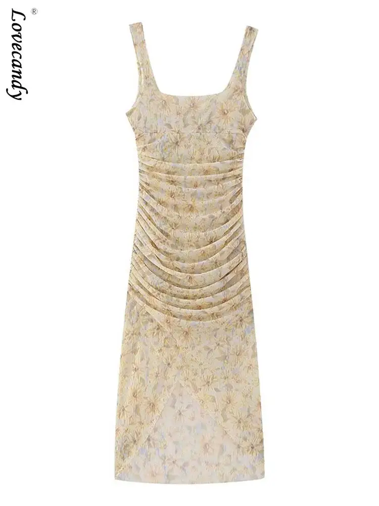 

Платье-миди женское Плиссированное с открытой спиной и рюшами