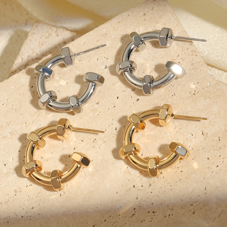 FEEHOW водонепроницаемые серьги из нержавеющей стали золотого цвета Блестящий