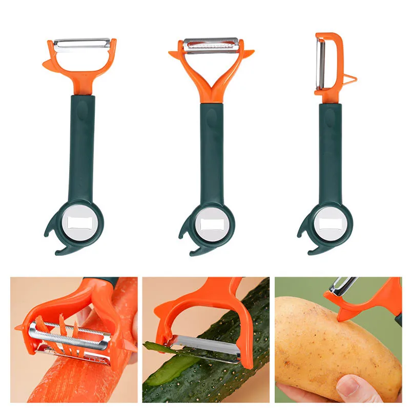 

1 шт. 3в1 PP/нержавеющая сталь открывалка для бутылок Многофункциональные кухонные аксессуары руководство для домашнего Овощечистка портати...