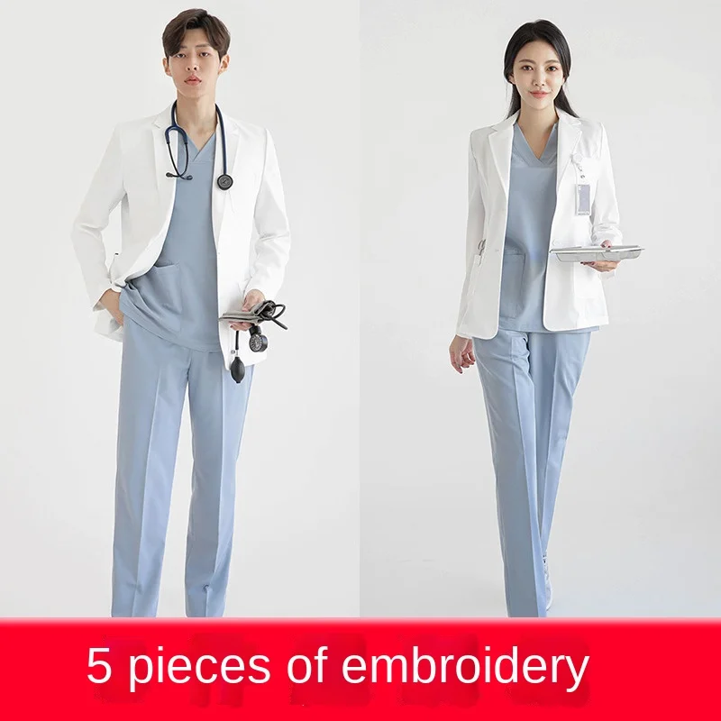 

High-end plastic medical uniform white gown female dental oral outpatient work clothes beautician doctor