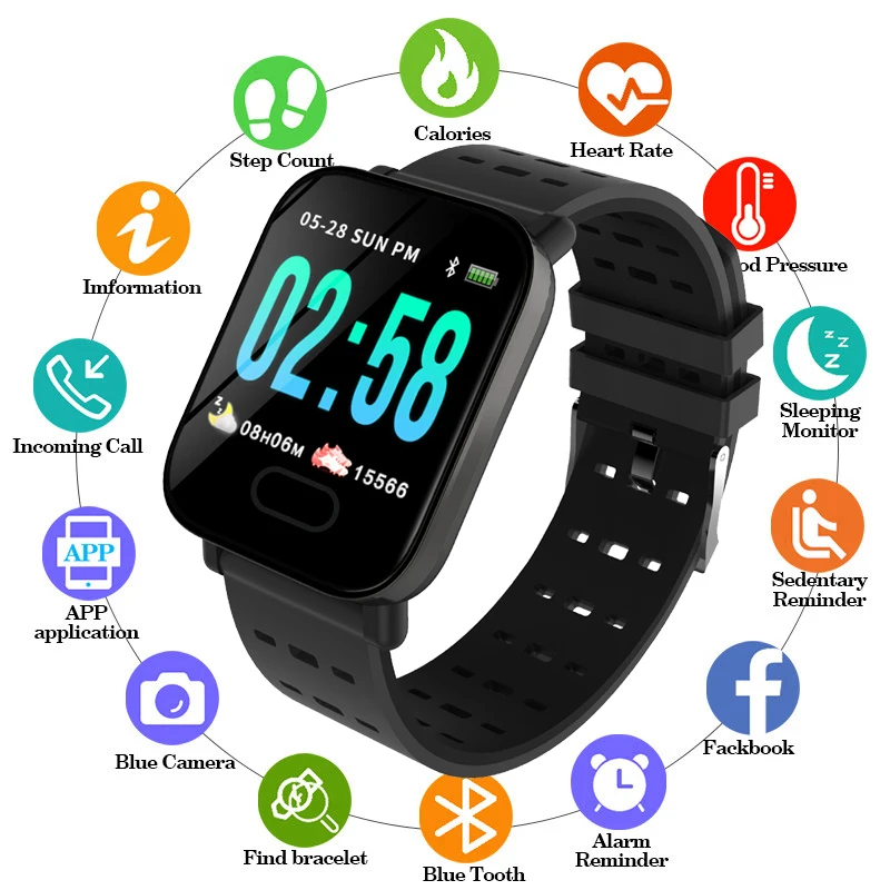 

A6 Smart Watches Waterproof Wearable Smartwatch 2023 Bluetooth Pedometer Heart Rate Monitor Smart Watch Android/IOS gts
