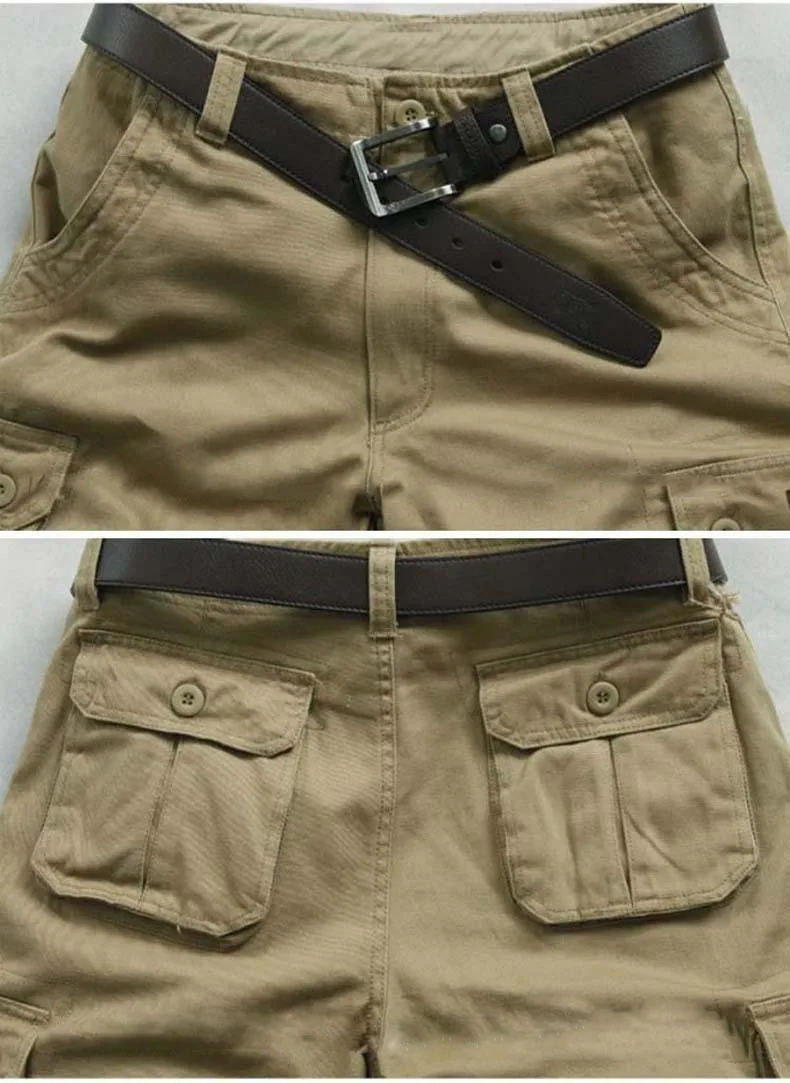 2022 Summer Men's Baggy Multi Pocket Military Cargo Shorts Male Cotton Khaki Mens Tactical Shorts Short Pants 30-44