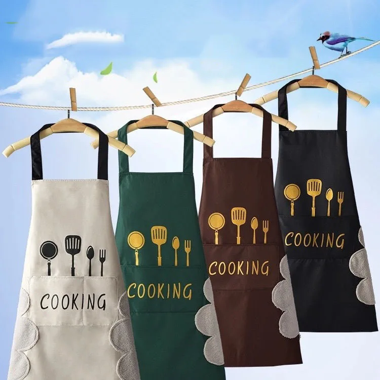 

Kitchen Apron Woman Household Man Cooking Men Women Chef Oil-proof Waterproof Adult Fashion Coffee Overalls Wipe Hand Pinafore