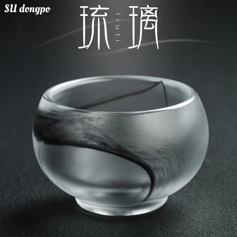 

Ancient Glazed Ink Tea Cup Master Cup Handmade Glass Single Cup Individual Special Kung Fu Tea Set Zen Cup Home Cups