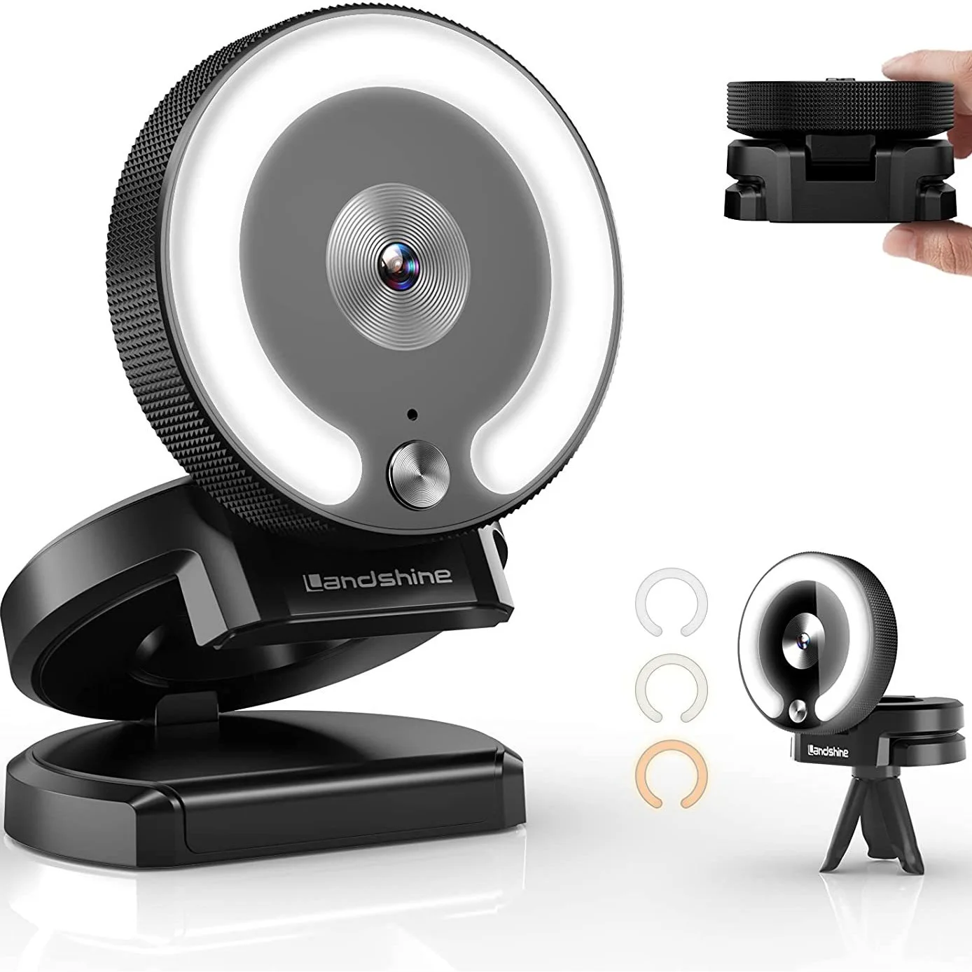 

HD 2k Webcam Mini Computer PC WebCamera with Microphone Webcams Collapsible for Live Broadcast Video Calling Conference Work