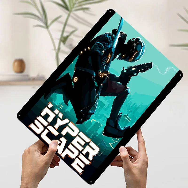 Фото Постер Hyper Scape Game: Ретро 3D-печать, металлические таблички, настенный декор, подарок для украшения комнаты и дома №3