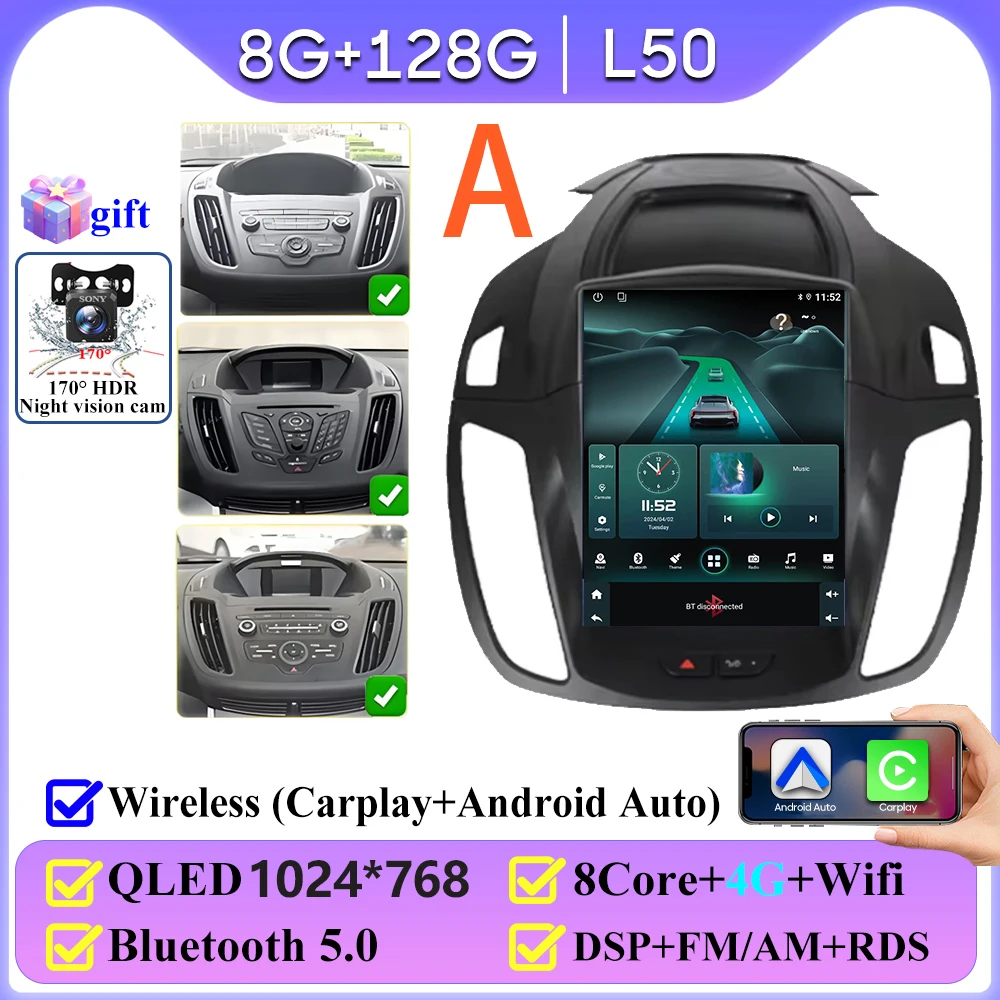 

Автомагнитола Android 16 для Ford Kuga 2 / Escape 3 (2012-2019) с видео, CarPlay, экраном, 4G, Wi-Fi, GPS-навигацией и монитором