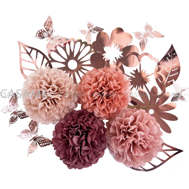 Бумажные украшения сделай сам для свадьбы дня рождения румяна невесты розовая