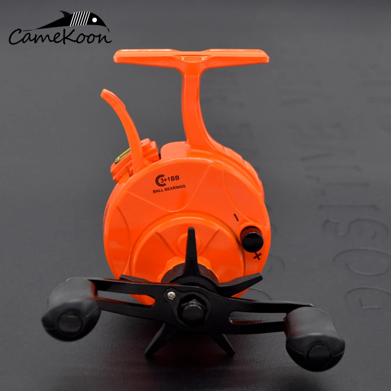 CAMEKOON FW500-II Hardwater Ice Reel Right or Left Hand Graphite Spool 3+1 Bearings 2.5:1 Inline Ice Fishing Coil with Trigger