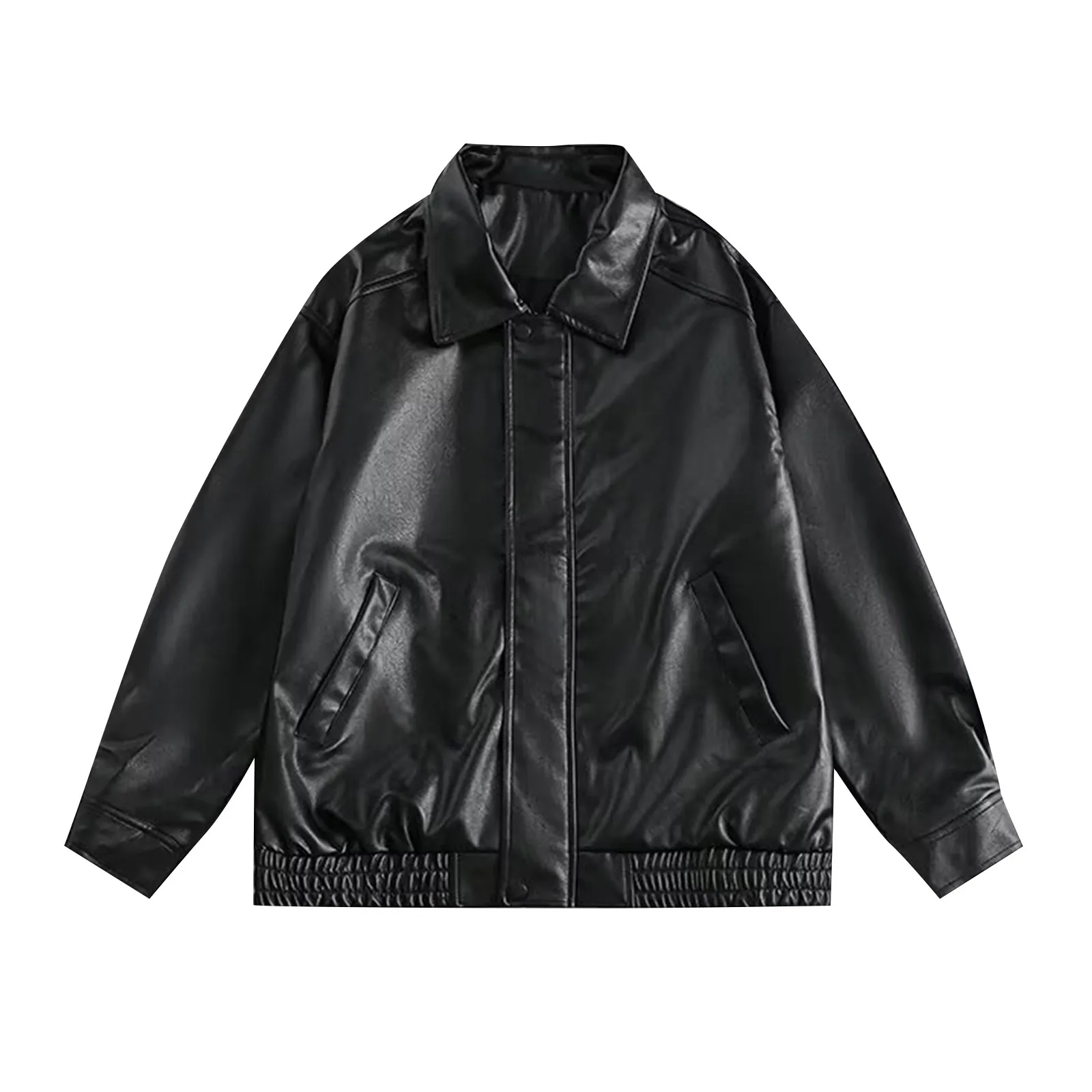 

Мужская модная кожаная куртка, облегающая куртка из искусственной кожи с воротником-стойкой, Мужская мотоциклетная куртка с защитой от ветра и лацканами, мужские куртки с Диагональной молнией, 2023