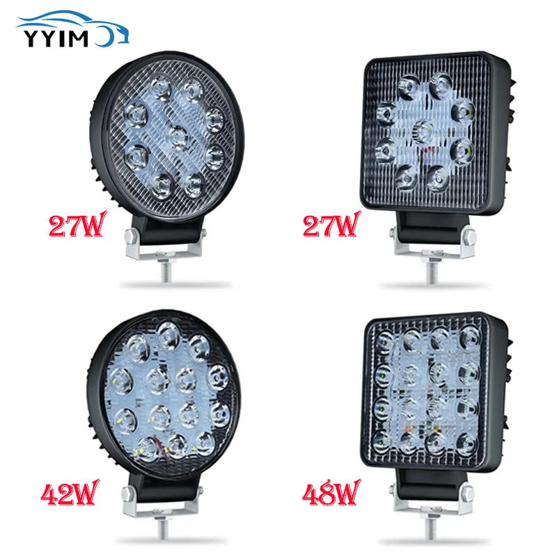 

27W 42W 48W LED Work Light 12V 24V LED Spotlight Square Round Auto Truck Off Road Offroad Driving Fog Lamp For Turck 4x4 Boats